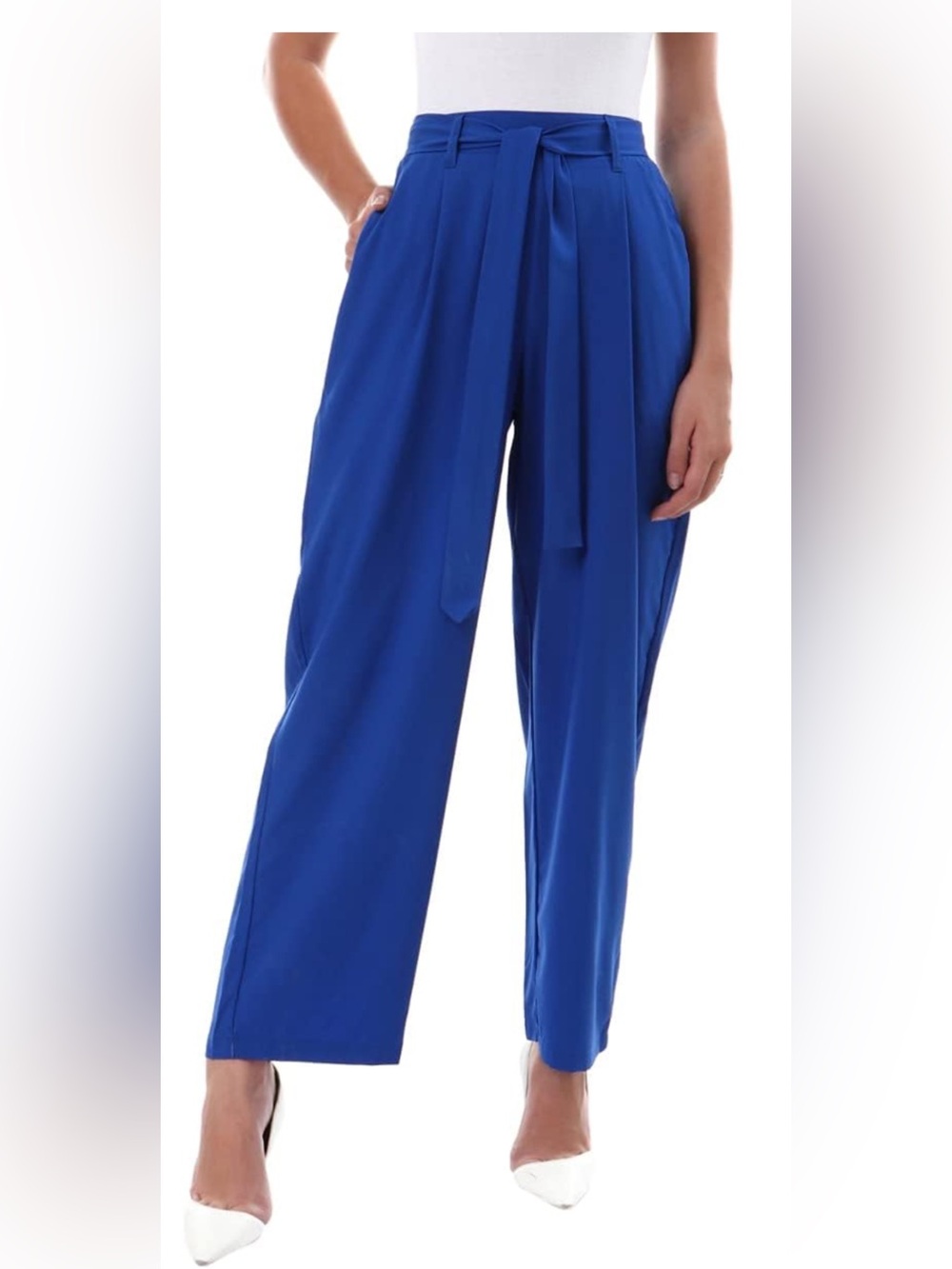 Zara Royal Blue Tie-Belt Wide Leg Pants
